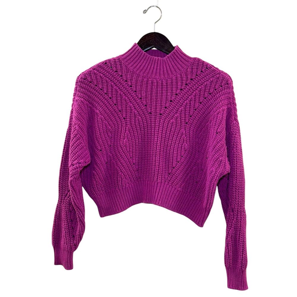 Lottie Moss Mock Neck Cropped Sweater Magenta Pink Purple Size Extra Small XS